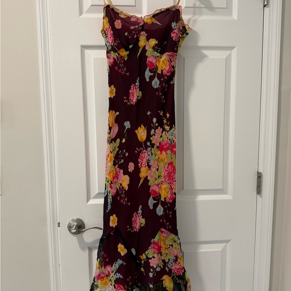 Floral Maxi Dress in Burgundy and Multicolor